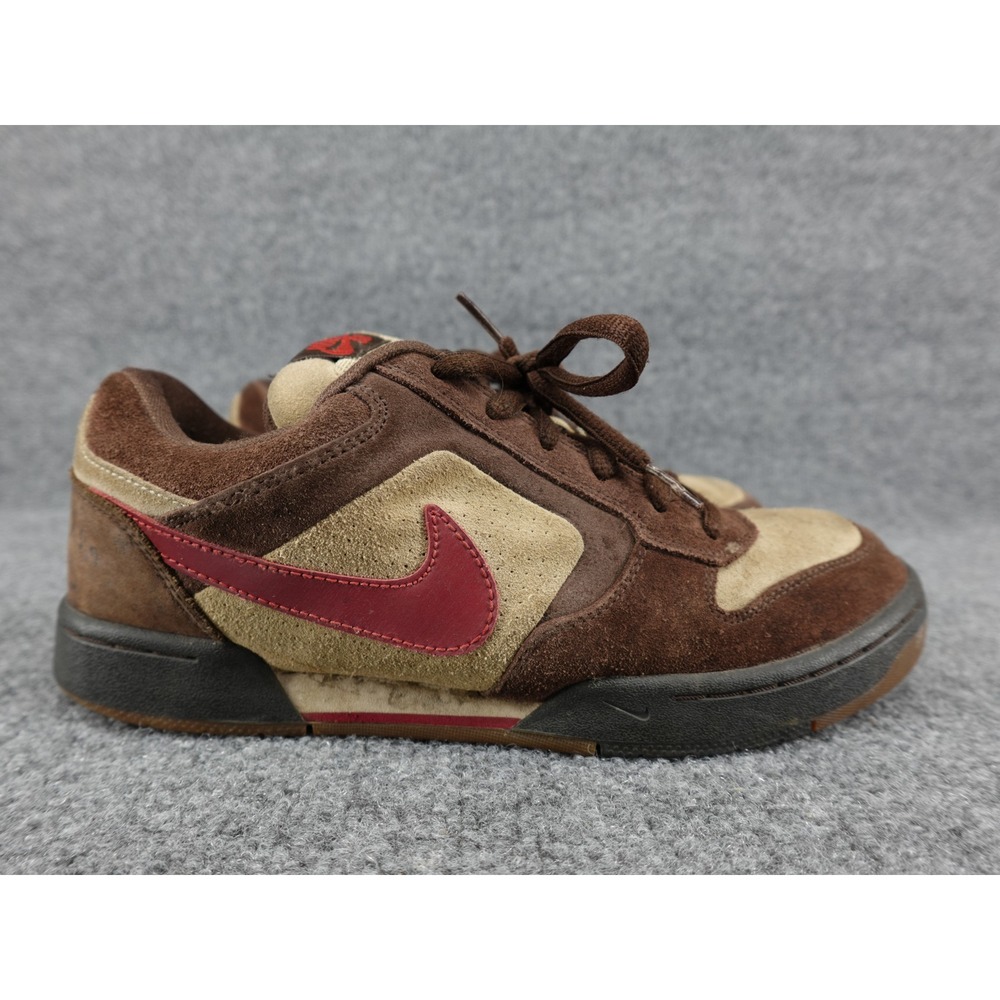 Nike SB Zoom Air Skate Shoes Mens Size 10 Brown Tan Red Good Suede Low Top